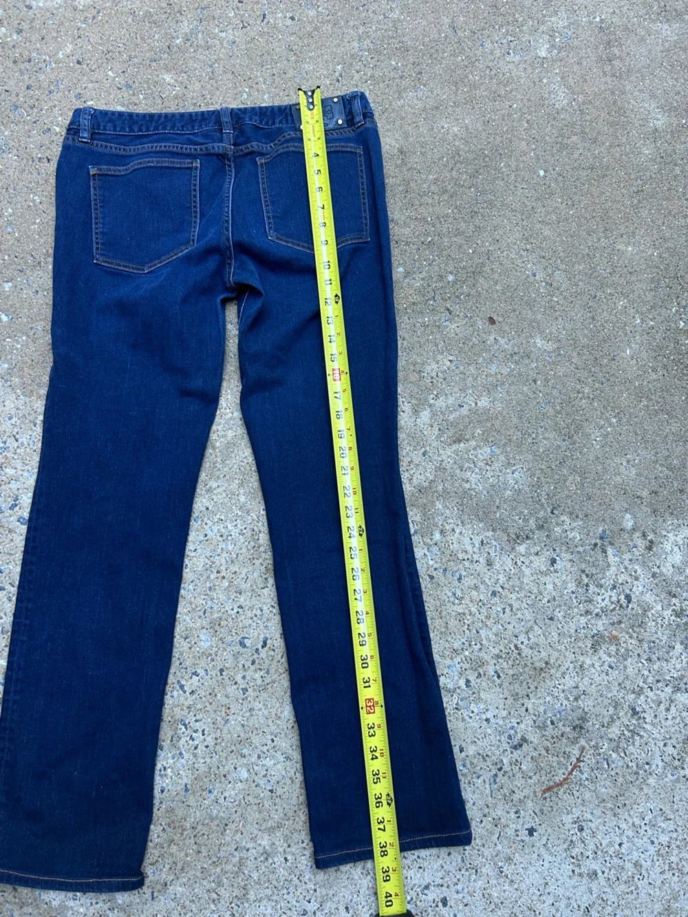 Tory Burch Dark Wash Denim Jeans Gold Hardware Straight Leg